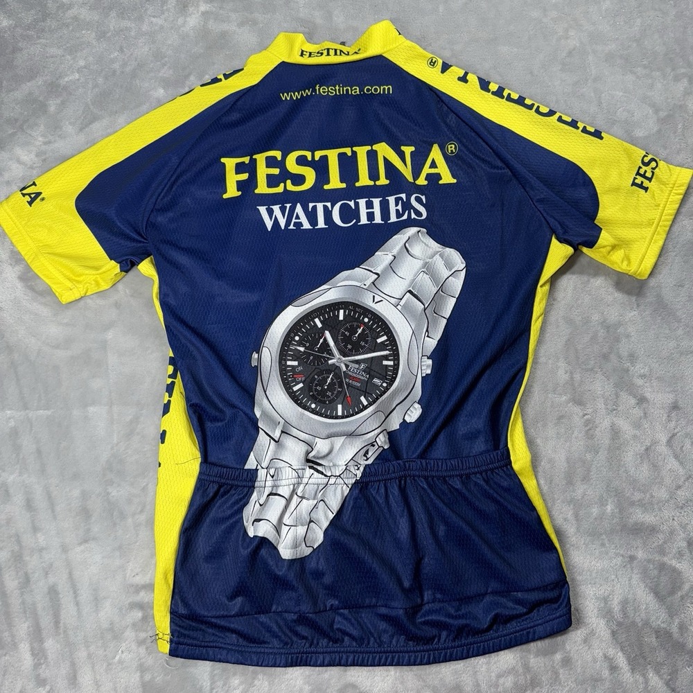 Biemme XL Cycling Jersey Men Blue Yellow Festina Watch Specialized Short Sleeve - Picture 5 of 6